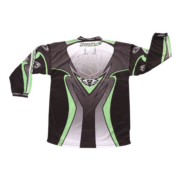 Wulfsport Cub Arena Green Motocross Shirt Back                                                                                                                                                                                                                 