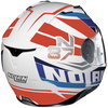 Nolan N87 Plein Air N-Com White Red Blue Full Face Motorcycle Helmet Back Right                                                                                                                                                                                