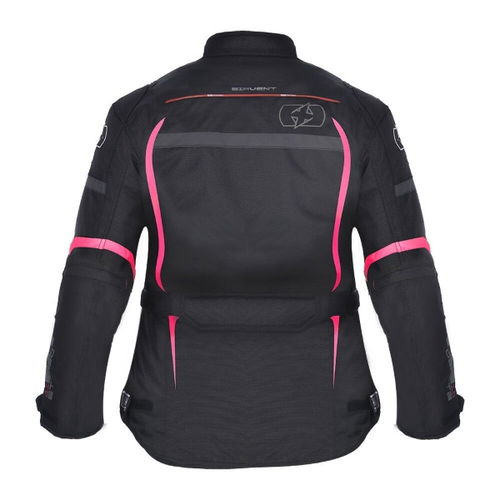 Oxford Products Dakota Ladies Black Pink Textile Motorcycle Jacket Back                                                                                                                                                                                        