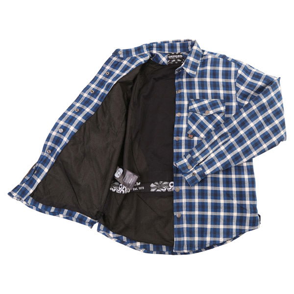 Oxford Products Kickback Checker Blue White Shirt Inside                                                                                                                                                                                                       
