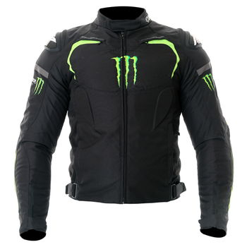 Alpinestars Backfire Mens Black Green Textile Motorcycle Jacket Front                                                                                                                                                                                          