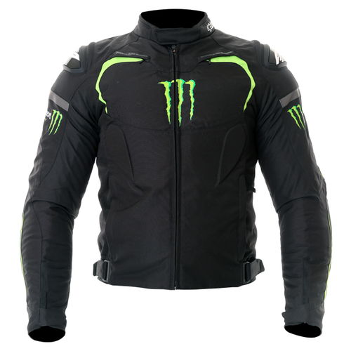 Alpinestars Backfire Mens Black Green Textile Motorcycle Jacket Front                                                                                                                                                                                          
