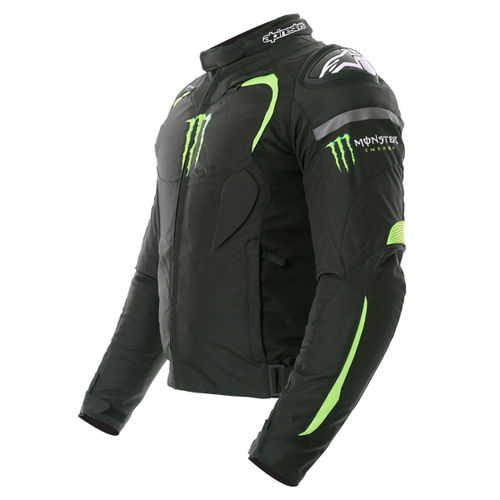 Alpinestars Backfire Mens Black Green Textile Motorcycle Jacket Side                                                                                                                                                                                           