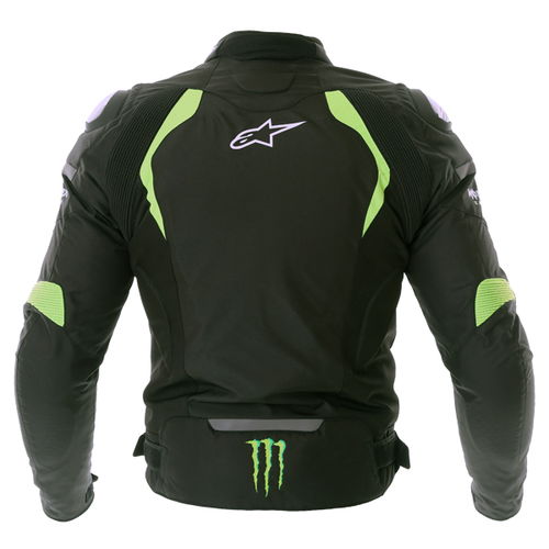 Alpinestars Backfire Mens Black Green Textile Motorcycle Jacket Back                                                                                                                                                                                           