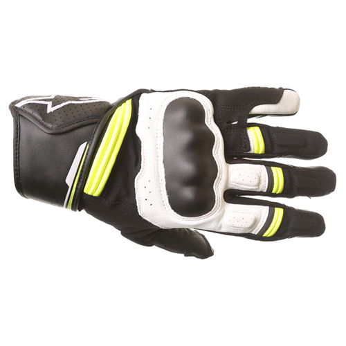 Alpinestars Booster Black White Fluo Yellow Motorcycle Gloves Back                                                                                                                                                                                             