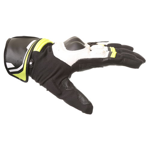 Alpinestars Booster Black White Fluo Yellow Motorcycle Gloves Thumb side                                                                                                                                                                                       