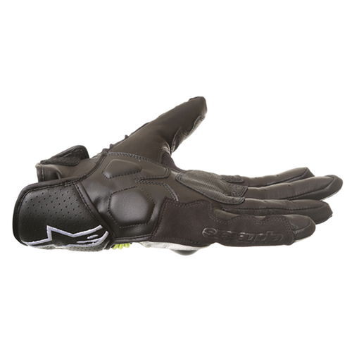 Alpinestars Booster Black White Fluo Yellow Motorcycle Gloves Little finger side                                                                                                                                                                               