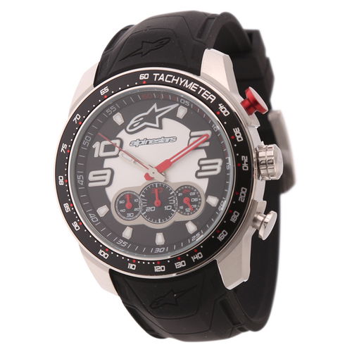 Alpinestars Tech Watch Chrono Steel Silicon Strap Black Steel
