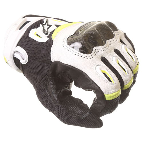 Alpinestars SMX-2 Air Carbon V2 Black White Fluo Yellow Motorcycle Gloves Knuckle                                                                                                                                                                              