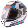 Nolan N87 Arkad N-Com 40 White Blue Full Face Motorcycle Helmet Front Left                                                                                                                                                                                     