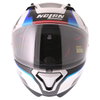 Nolan N87 Arkad N-Com 40 White Blue Full Face Motorcycle Helmet Front                                                                                                                                                                                          