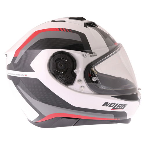 Nolan N87 Arkad N-Com 43 White Red Full Face Motorcycle Helmet Right Side                                                                                                                                                                                      