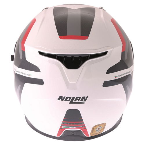 Nolan N87 Arkad N-Com 43 White Red Full Face Motorcycle Helmet Back                                                                                                                                                                                            