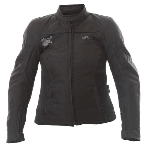 IXS Eveline Ladies Black Textile Motorcycle Jacket Front                                                                                                                                                                                                       