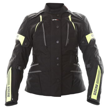 IXS Nemesis Ladies Black Yellow Textile Motorcycle Jacket Front                                                                                                                                                                                                