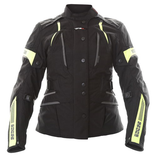 IXS Nemesis Ladies Black Yellow Textile Motorcycle Jacket Front                                                                                                                                                                                                