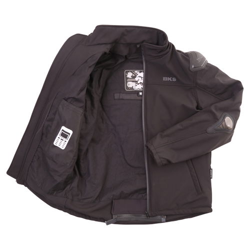 BKS Soft Shell Mens Black Textile Motorcycle Jacket Inside                                                                                                                                                                                                     