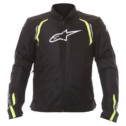 Alpinestars AST Air Mens Black Fluo Yellow Textile Motorcycle Jacket Front                                                                                                                                                                                     