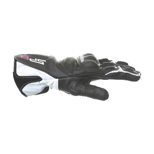 Alpinestars SP-8 V2 Ladies Black White Fuchsia Motorcycle Gloves Thumb side                                                                                                                                                                                    