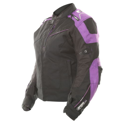 Oxford Products Valencia 2 Short Ladies Black Purple Textile Motorcycle Jacket Side                                                                                                                                                                            