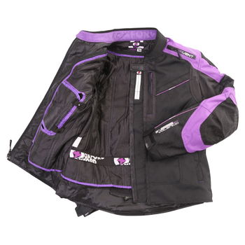 Oxford Products Valencia 2 Short Ladies Black Purple Textile Motorcycle Jacket Inside                                                                                                                                                                          