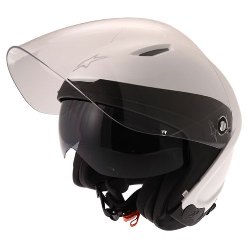 Alpinestars Novus White Open Face Motorcycle Helmet With Sun Visor                                                                                                                                                                                             