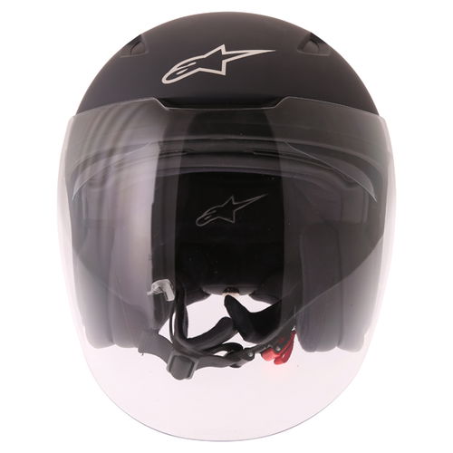 Alpinestars Novus Matt Black Open Face Motorcycle Helmet Front                                                                                                                                                                                                 