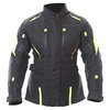 Frank Thomas Rose Ladies Black Yellow Textile Motorcycle Jacket Front                                                                                                                                                                                          