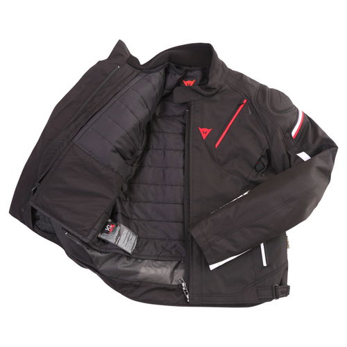 Dainese Stream Line D-Dry Mens Black Red White Waterproof Textile Motorcycle Jacket Inside                                                                                                                                                                     