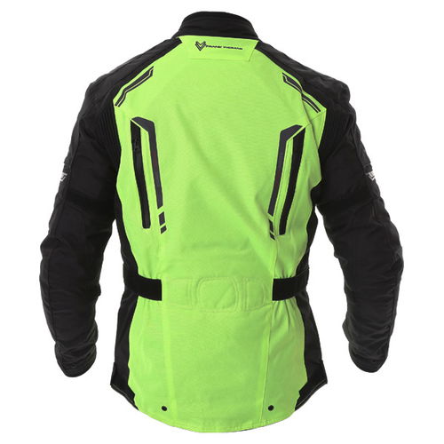 Frank Thomas Reflector Mens Black Yellow Textile Motorcycle Jacket Back                                                                                                                                                                                        
