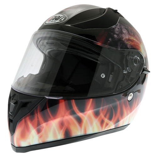 Vcan V128 Flame Full Face Motorcycle Helmet Front Left                                                                                                                                                                                                         