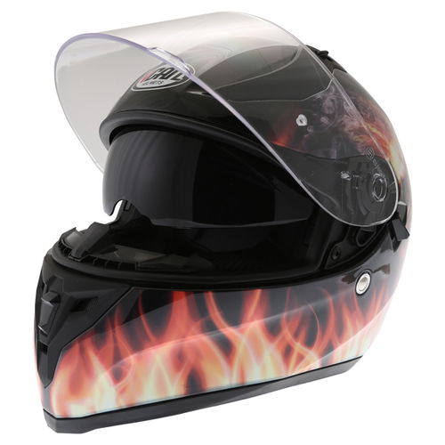 Vcan V128 Flame Full Face Motorcycle Helmet Open With Sun Visor                                                                                                                                                                                                