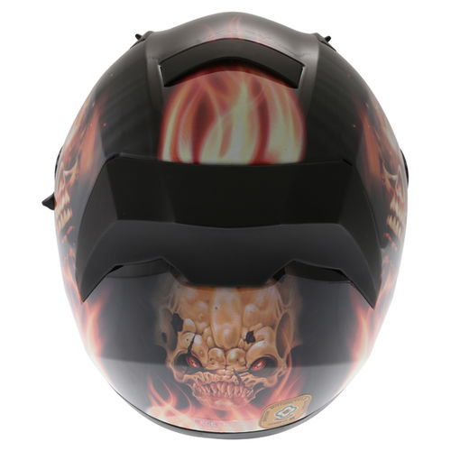 Vcan V128 Flame Full Face Motorcycle Helmet Back                                                                                                                                                                                                               