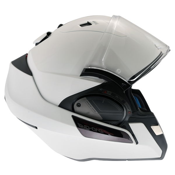 Shark Evo-One 2 White Flip Front Motorcycle Helmet Right Side Flip Open                                                                                                                                                                                        
