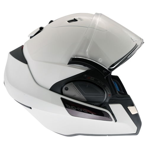 Shark Evo-One 2 White Flip Front Motorcycle Helmet Right Side Flip Open                                                                                                                                                                                        