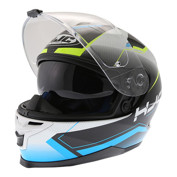 HJC IS-17 Loktar Blue Full Face Motorcycle Helmet Open With Sun Visor                                                                                                                                                                                          