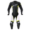 Alpinestars Missile Tech Air 1pc Mens Black White Fluo Yellow Leather Motorcycle Suit Front                                                                                                                                                                    