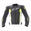 Alpinestars Missile Tech Air Black White Fluo Yellow Leather Motorcycle Jacket Front                                                                                                                                                                           