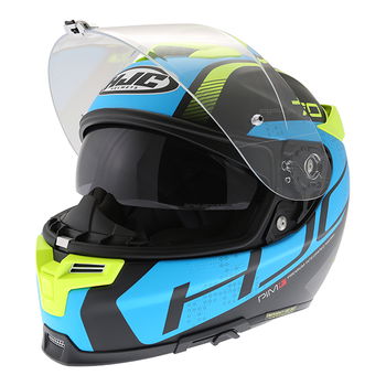 HJC RPHA 70 Vias Blue Full Face Motorcycle Helmet Open with sun visor                                                                                                                                                                                          