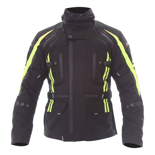 RST Paragon V 2416 CE Mens Black Fluo Yellow Textile Motorcycle Jacket Front                                                                                                                                                                                   