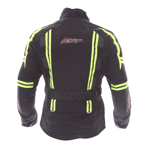 RST Paragon V 2416 CE Mens Black Fluo Yellow Textile Motorcycle Jacket Back                                                                                                                                                                                    