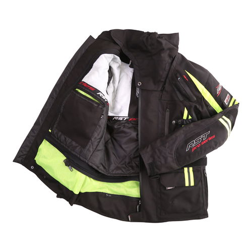RST Paragon V 2416 CE Mens Black Fluo Yellow Textile Motorcycle Jacket Inside                                                                                                                                                                                  