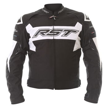 RST Tractech Evo R 2048 CE Mens Black White Textile Motorcycle Jacket Front                                                                                                                                                                                    