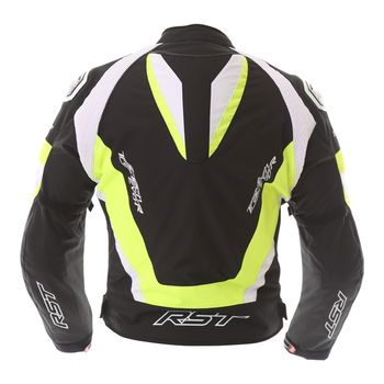 RST Tractech Evo R 2048 CE Mens Black Fluo Yellow White Textile Motorcycle Jacket Back                                                                                                                                                                         