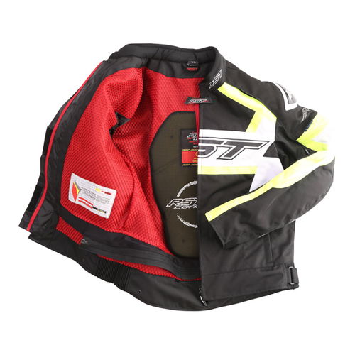 RST Tractech Evo R 2048 CE Mens Black Fluo Yellow White Textile Motorcycle Jacket Inside                                                                                                                                                                       