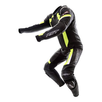 RST R-16 1067 Mens Black Fluo Yellow Leather Motorcycle Suits Racing crouch                                                                                                                                                                                    