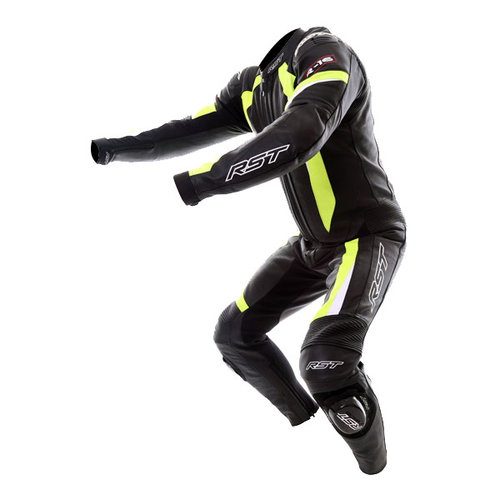 RST R-16 1067 Mens Black Fluo Yellow Leather Motorcycle Suits Racing crouch                                                                                                                                                                                    