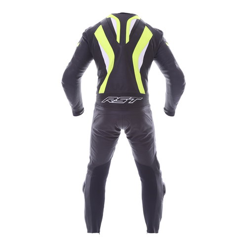 RST R-16 1067 Mens Black Fluo Yellow Leather Motorcycle Suits Back                                                                                                                                                                                             