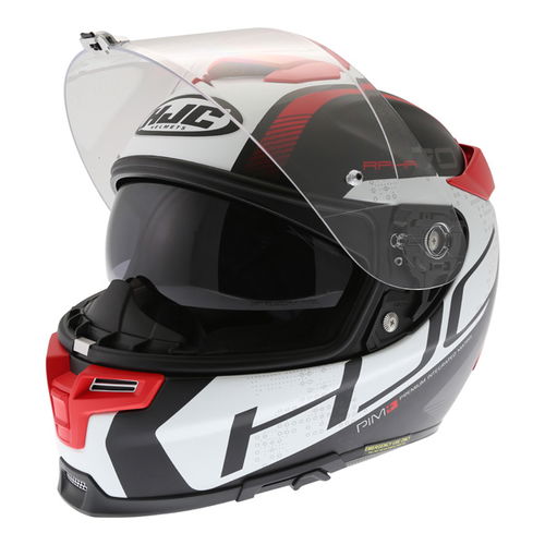 HJC RPHA 70 Vias Red Full Face Motorcycle Helmet Open with sun visor                                                                                                                                                                                           