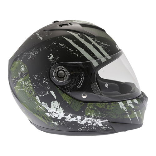 Shark Ridill Threezy Black Green Full Face Motorcycle Helmet Right Side                                                                                                                                                                                        